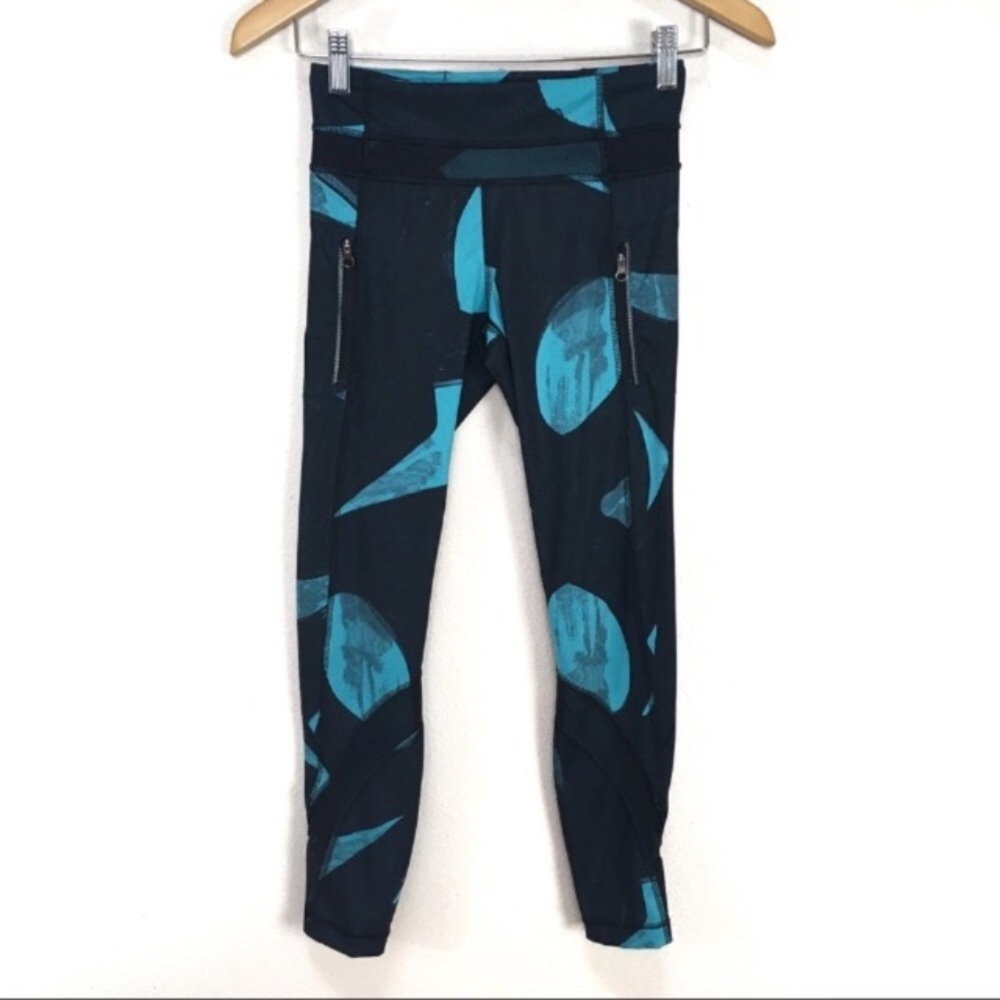 Lululemon‎ Inspire Tight II Run Blue Black Legging Women’s Sz 2